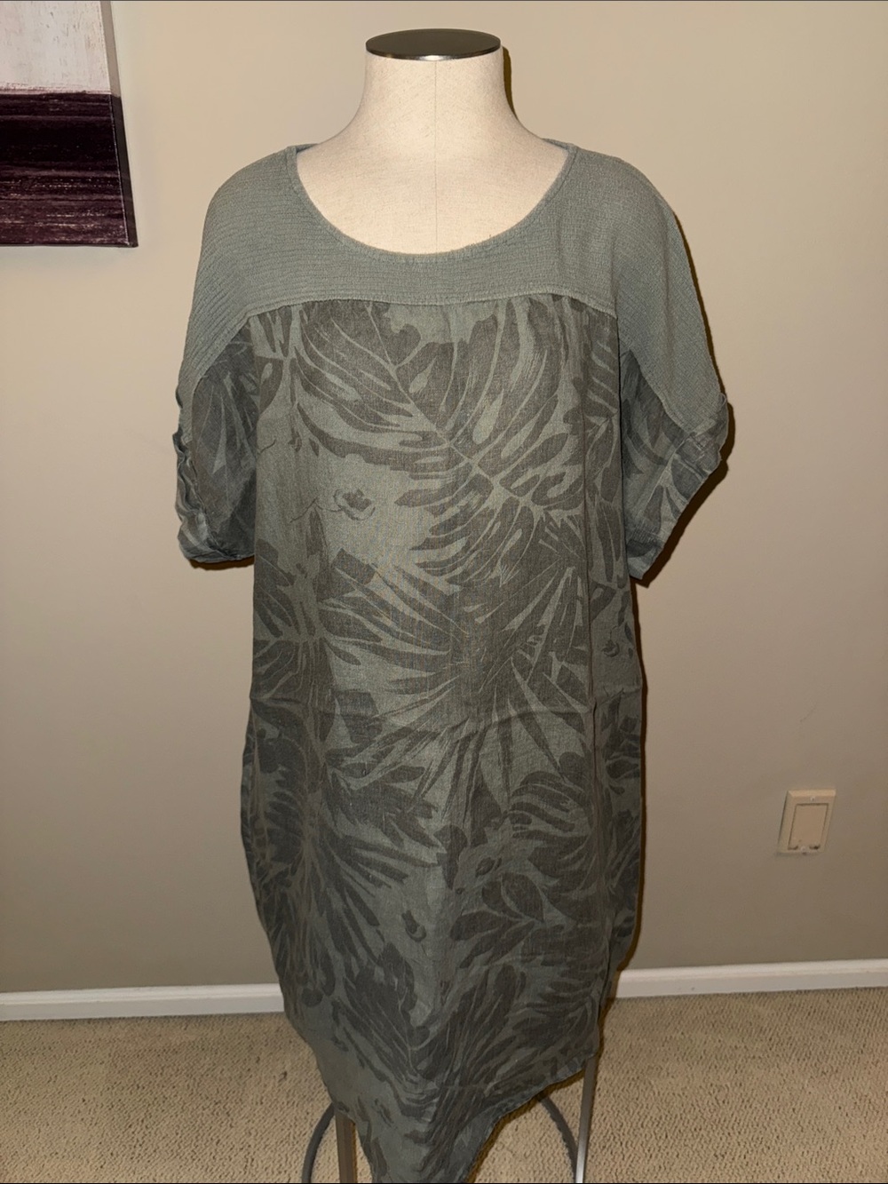 Women’s Olive Leaf-Print Swim Cover-Up Tunic